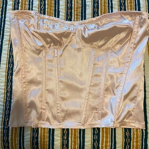 Pink satin crop top with zipper back